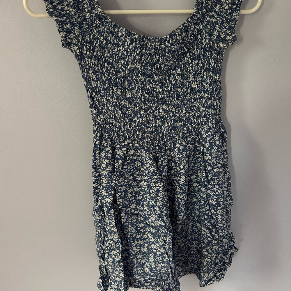 SHEIN Black and White Smocked Sundress with Flutter Sleeves